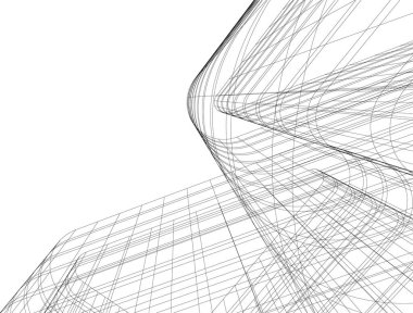 Mimari sanat konseptinde soyut çizgiler, minimum geometrik şekiller. 