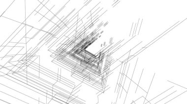 Mimari sanat konseptinde soyut çizgiler, minimum geometrik şekiller.