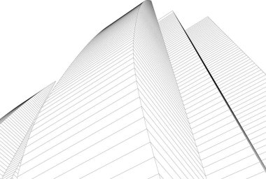 Mimari sanat konseptinde soyut çizgiler, minimum geometrik şekiller. 