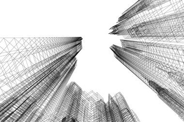 Mimari sanat konseptinde soyut çizgiler, minimum geometrik şekiller.