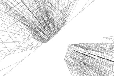 Arkaplanda mimari bina 3d illüstrasyon