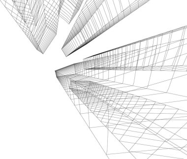 Mimari sanat konseptinde soyut çizgiler, minimum geometrik şekiller. 