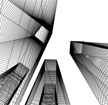 Mimari sanat konseptinde soyut çizgiler, minimum geometrik şekiller. 