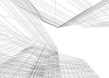 Mimari sanat konseptinde soyut çizgiler, minimum geometrik şekiller. 