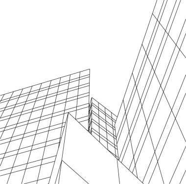 Mimari sanat konseptinde soyut çizgiler, minimum geometrik şekiller. 