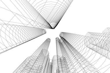 Mimari sanat konseptinde soyut çizgiler, minimum geometrik şekiller. 