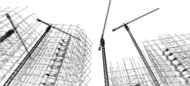 Mimari sanat konseptinde soyut çizgiler, minimum geometrik şekiller.