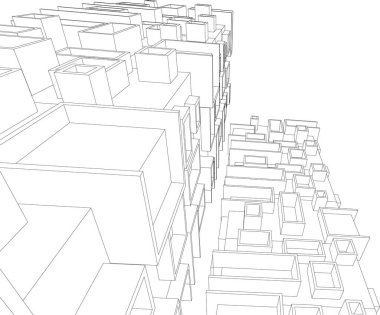 Mimari sanat konseptinde soyut çizgiler, minimum geometrik şekiller. 