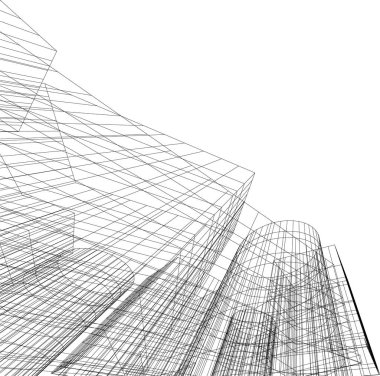 Arkaplanda mimari bina 3d illüstrasyon