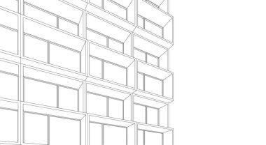 Mimari sanat konseptinde soyut çizgiler, minimum geometrik şekiller. 