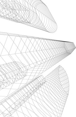 Mimari sanat konseptinde soyut çizgiler, minimum geometrik şekiller. 