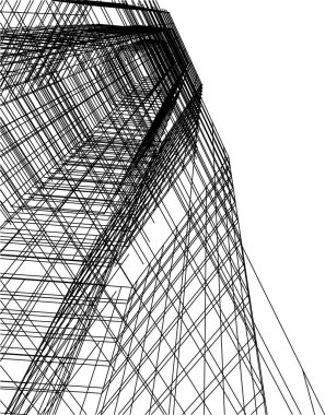 Mimari sanat konseptinde soyut çizgiler, minimum geometrik şekiller. 