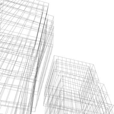 Mimari sanat konseptinde soyut çizgiler, minimum geometrik şekiller.