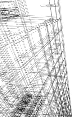 Arkaplanda mimari bina 3d illüstrasyon