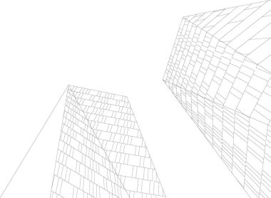 Mimari sanat konseptinde soyut çizgiler, minimum geometrik şekiller. 