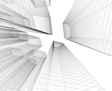 Mimari sanat konseptinde soyut çizgiler, minimum geometrik şekiller. 