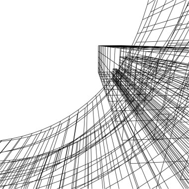 Mimari sanat konseptinde soyut çizgiler, minimum geometrik şekiller. 