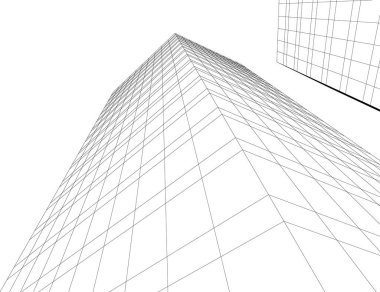 Mimari sanat konseptinde soyut çizgiler, minimum geometrik şekiller. 