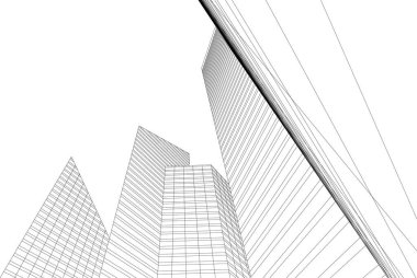 Mimari sanat konseptinde soyut çizgiler, minimum geometrik şekiller. 