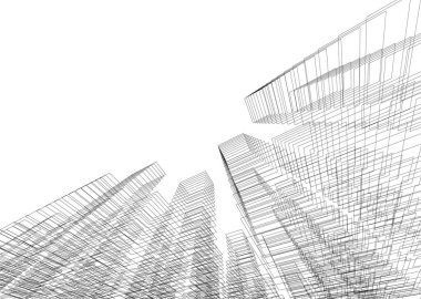 Mimari sanat konseptinde soyut çizgiler, minimum geometrik şekiller. 