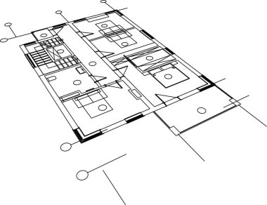 Mimari sanat konseptinde soyut çizgiler, minimum geometrik şekiller. 
