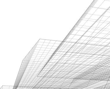 Arkaplanda mimari bina 3d illüstrasyon