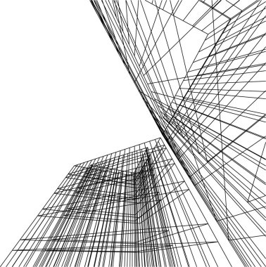 Mimari sanat konseptinde soyut çizgiler, minimum geometrik şekiller. 