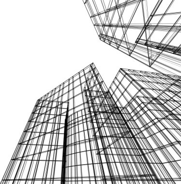 Mimari sanat konseptinde soyut çizgiler, minimum geometrik şekiller. 