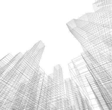 Mimari sanat konseptinde soyut çizgiler, minimum geometrik şekiller. 