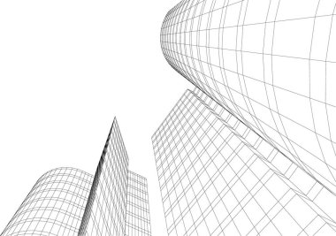 Mimari sanat konseptinde soyut çizgiler, minimum geometrik şekiller. 