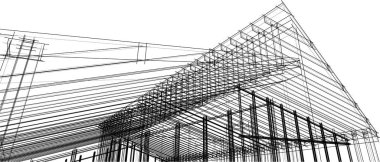 Arkaplanda mimari bina 3d illüstrasyon