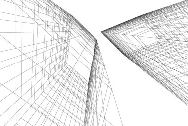 Mimari sanat konseptinde soyut çizgiler, minimum geometrik şekiller.