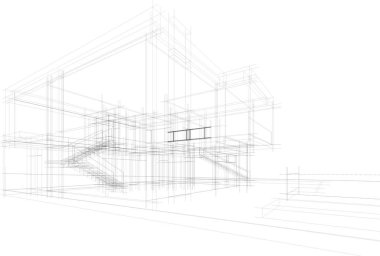 Mimari sanat konseptinde soyut çizgiler, minimum geometrik şekiller. 