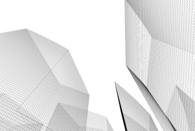 Arkaplanda mimari bina 3d illüstrasyon