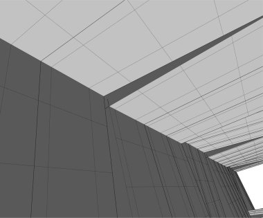 Mimari sanat konseptinde soyut çizgiler, minimum geometrik şekiller. 