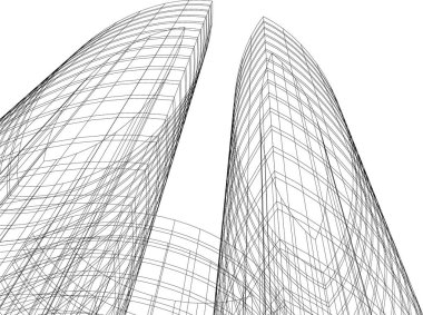 Mimari sanat konseptinde soyut çizgiler, minimum geometrik şekiller.