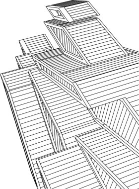 Mimari sanat konseptinde soyut çizgiler, minimum geometrik şekiller. 