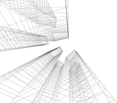 Mimari sanat konseptinde soyut çizgiler, minimum geometrik şekiller. 
