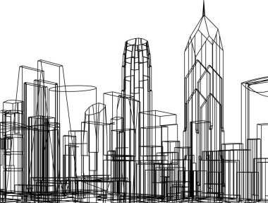 Mimari sanat konseptinde soyut çizgiler, minimum geometrik şekiller. 