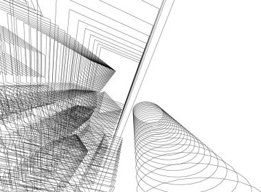Mimari sanat konseptinde soyut çizgiler, minimum geometrik şekiller.