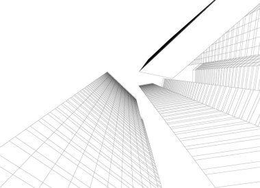 Arkaplanda mimari bina 3d illüstrasyon