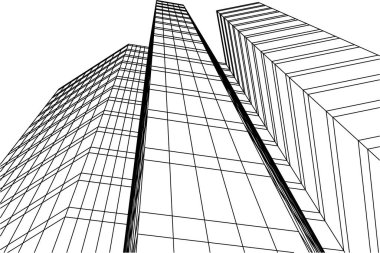 Mimari sanat konseptinde soyut çizgiler, minimum geometrik şekiller. 