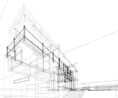 Mimari sanat konseptinde soyut çizgiler, minimum geometrik şekiller. 