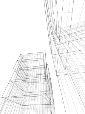 Mimari sanat konseptinde soyut çizgiler, minimum geometrik şekiller. 