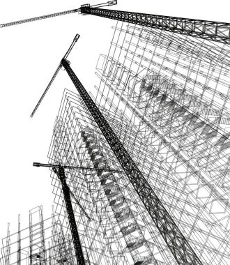 Mimari sanat konseptinde soyut çizgiler, minimum geometrik şekiller.