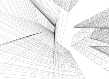 Mimari sanat konseptinde soyut çizgiler, minimum geometrik şekiller. 