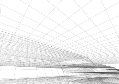 Mimari sanat konseptinde soyut çizgiler, minimum geometrik şekiller.