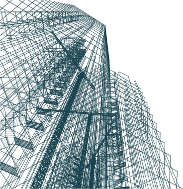 Mimari sanat konseptinde soyut çizgiler, minimum geometrik şekiller.