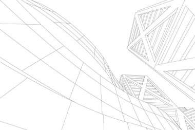 Mimari sanat konseptinde soyut çizgiler, minimum geometrik şekiller. 