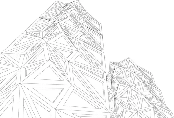 Linhas Abstratas Desenho Conceito Arte Arquitetônica Formas Geométricas Mínimas —  Vetores de Stock